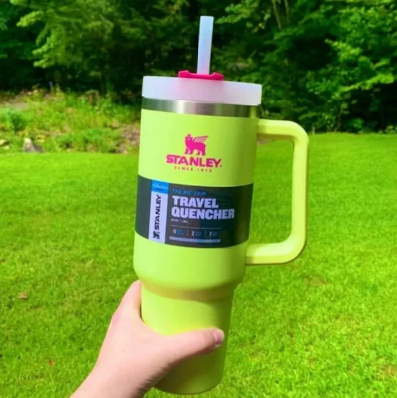 Stanley 40 Oz. Pink Light Green Quencher Tumbler Limited Edition Rare  Citron Mix