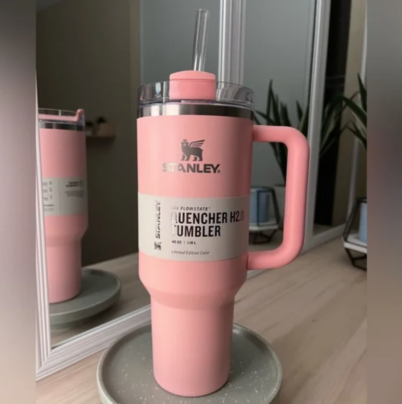 STANLEY Quencher H2.0 FlowState Tumbler 40oz (Pink Dusk) - Stylish Stanley  Tumbler - Pink Barbie Citron Dye Tie