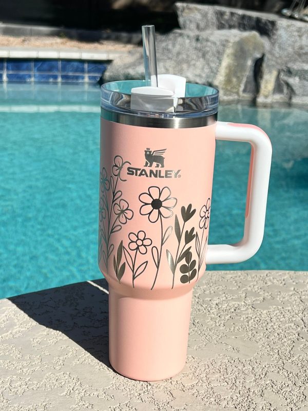 Floral Engraved Stanley Adventure Quencher 40oz Tumbler -  in
