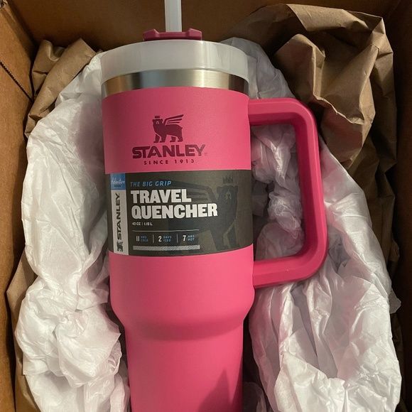 NWT Stanley Adventure Series Travel Quencher Tumbler 40 OZ Azalea - Stylish Stanley  Tumbler - Pink Barbie Citron Dye Tie