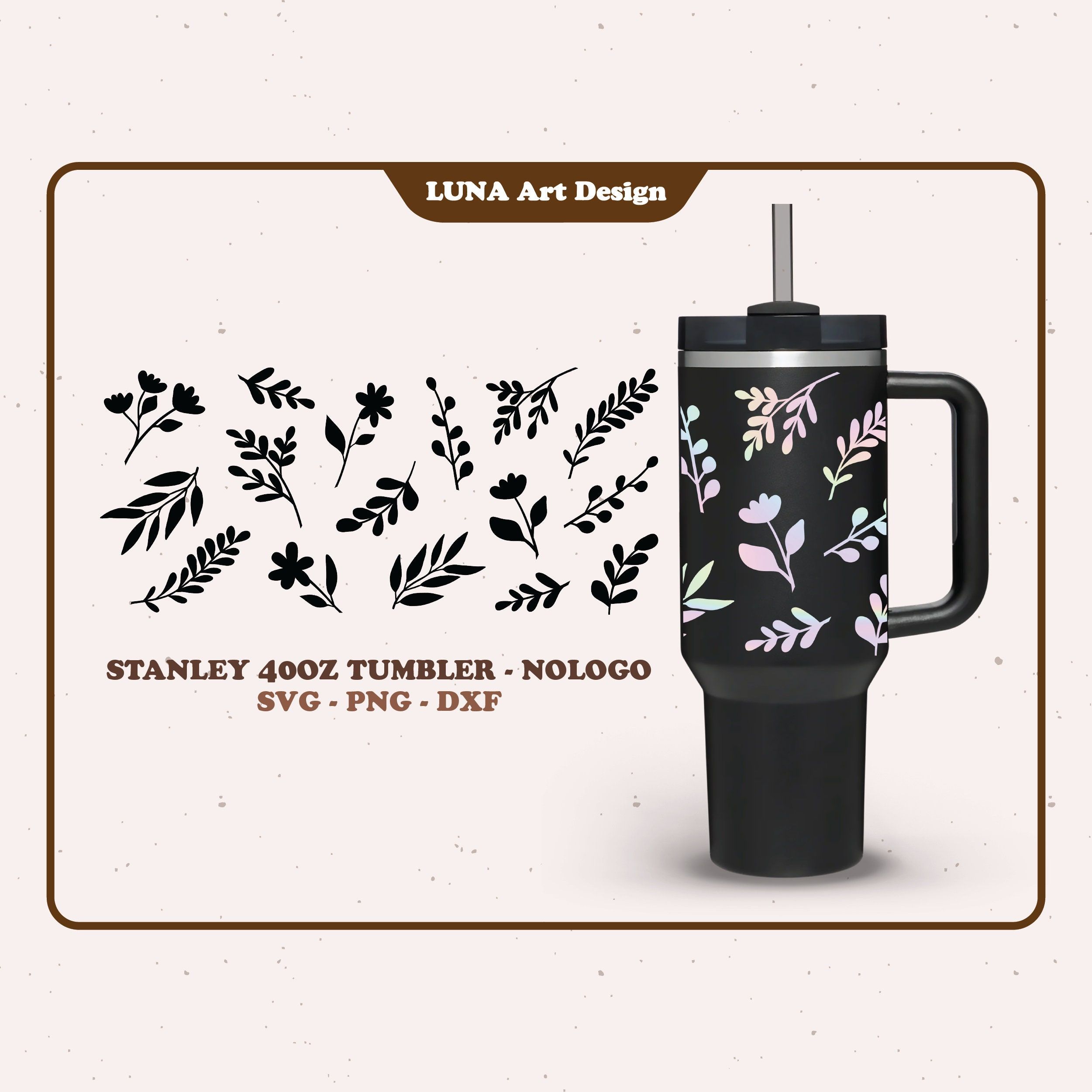 Floral Stanley Quencher 40oz, Stanley Mug, Engraved Tumbler