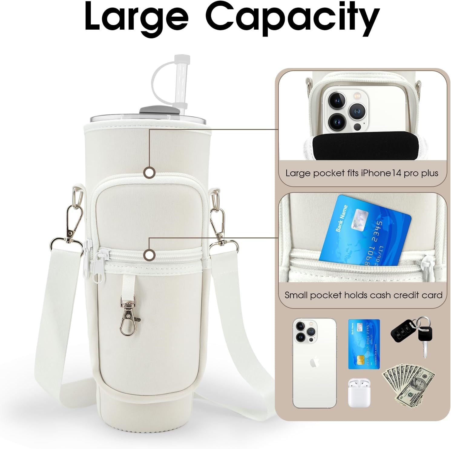 Stanley Compatible Water Bottle Holder Bag Set Quencher Tumbler 40