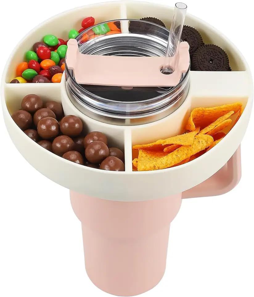 AUTOMIRE Snack Bowl For Stanley Tumbler Accessories - Snack Bowl For 40 Oz  Tumbler With Handle, Reusable Divided Tray Platter Food Storage Simple  Modern, Portable Snack Holder For Stanley Cup (White) 