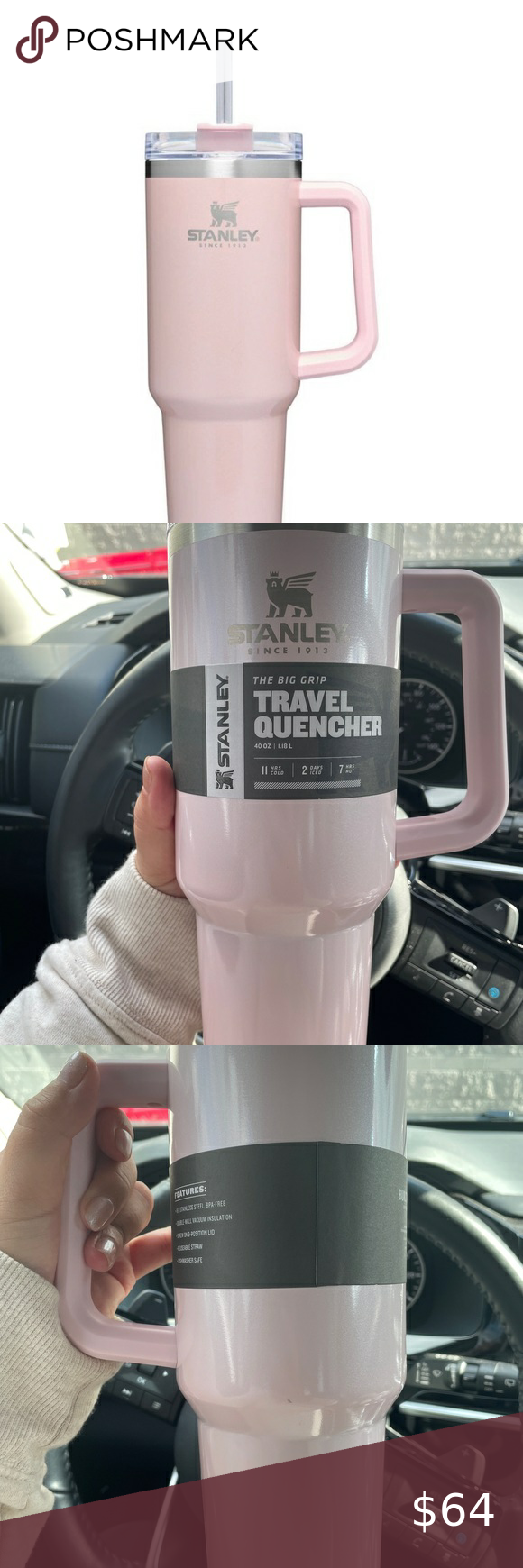 Stanley Adventure Quencher Travel Tumbler 40 Oz - New Color Petal Pink!! -  Stylish Stanley Tumbler - Pink Barbie Citron Dye Tie