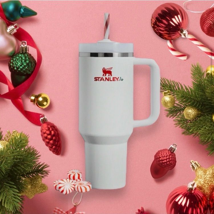 Stanley Dining, In Hand New Stanley 40 Oz. Quencher H2.0 Tumbler Twisted  Mistletoe, Color: White